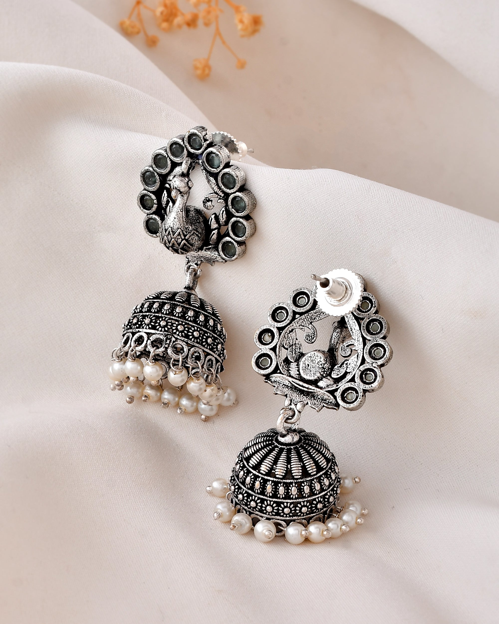 Peacock Grace Dandiya Jhumka Earrings